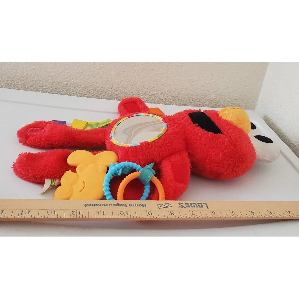 Sesame Street Elmo Developmental Baby Toy Plush Mirror Teether Crinkle Tags